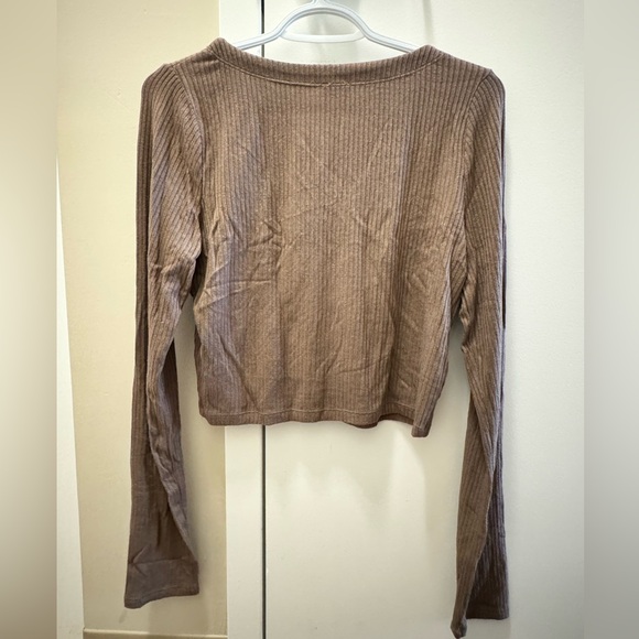 Button Up Teddy Brown Long Sleeve - Picture 2 of 2